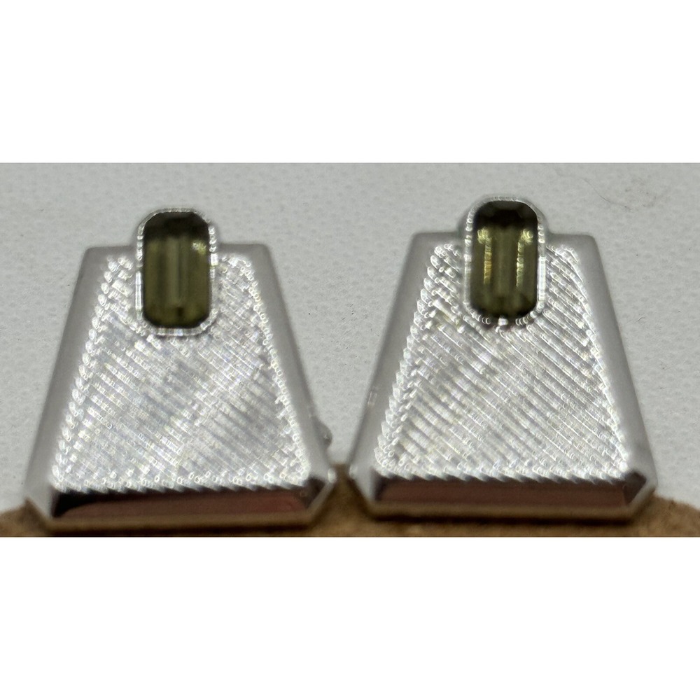 SWANK Smokey Grey Stone Silvertone Metal Men's Cufflinks Set - Picture 2 of 2